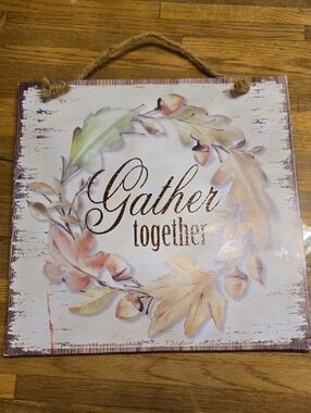 Source Unknown Gather Together Wall Sign - Cream, Tan, Green, Peach
